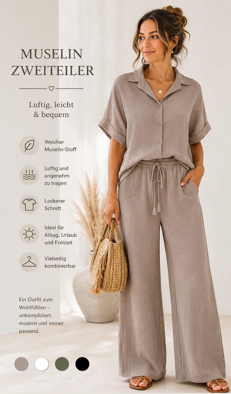 🌿 Muselin-Zweiteiler – Luftig, leicht & bequem