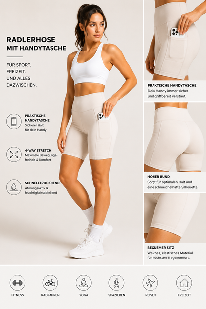 📱 Radlerhose mit Handytasche – Dein perfekter Begleiter für Alltag & Sport! 🖤