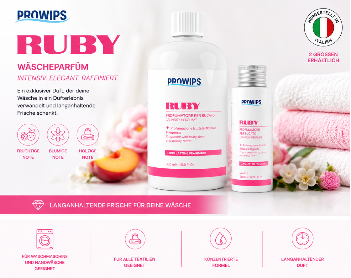 PROWIPS RUBY – Wäscheparfüm 500 ml & Minisize 50 ml 💗