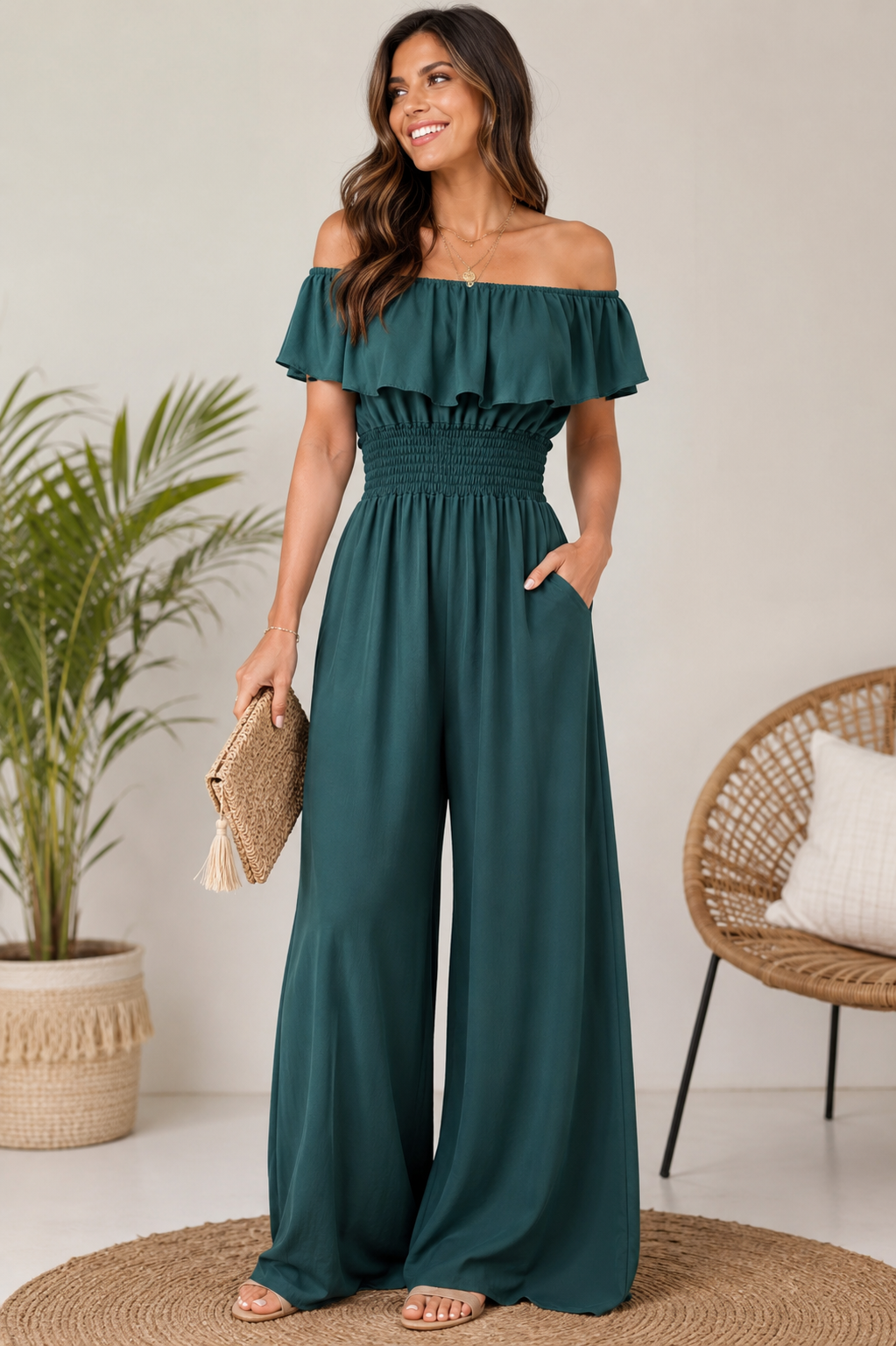 Jumpsuit lang mit Volant – Sommerlich, feminin & bequem