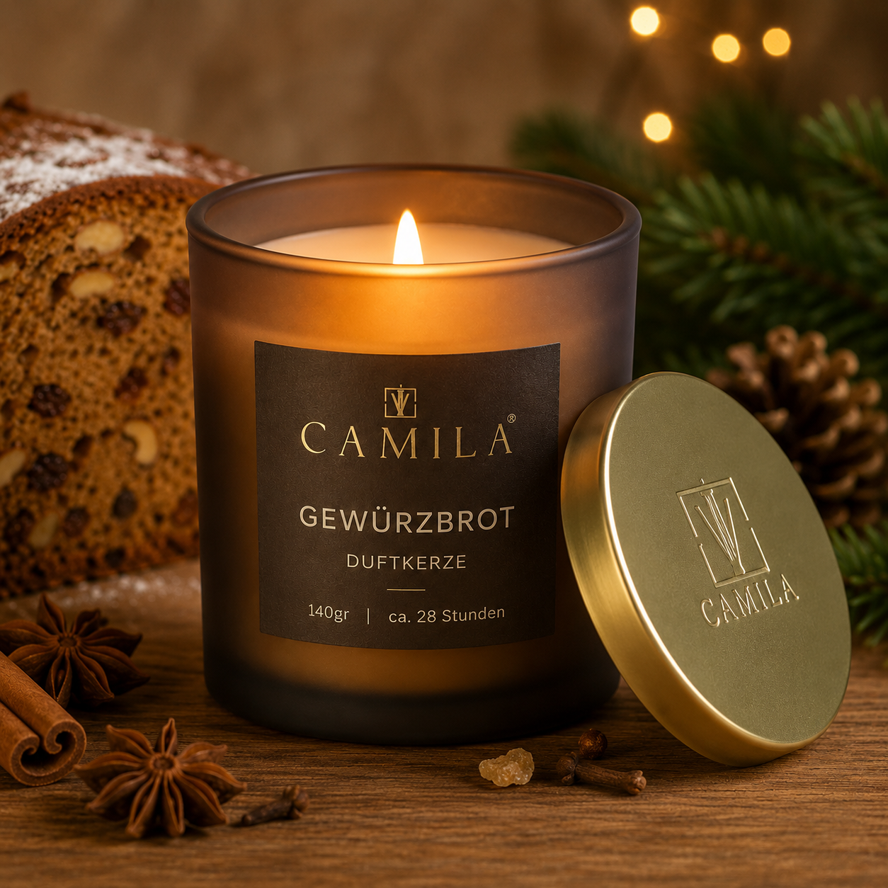 🕯️ Camila Duftkerze „Gewürzbrot“ – 140 g
