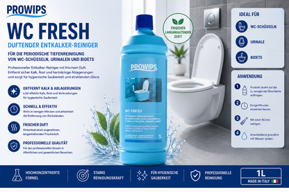 ProWips WC Fresh – Duftender Entkalker-Reiniger für WC, Urinale & Bidets (1 L)