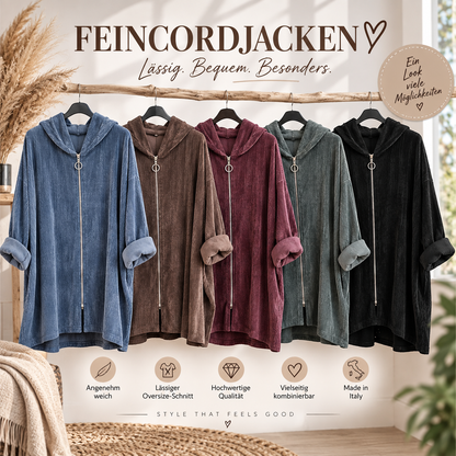 Oversize Feincordjacke mit Strass-Totenkopf