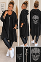 Oversize Feincordjacke mit Strass-Totenkopf
