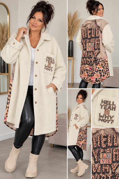 Oversize Bouclé-Mantel „HELL YEAH – WHY NOT?“