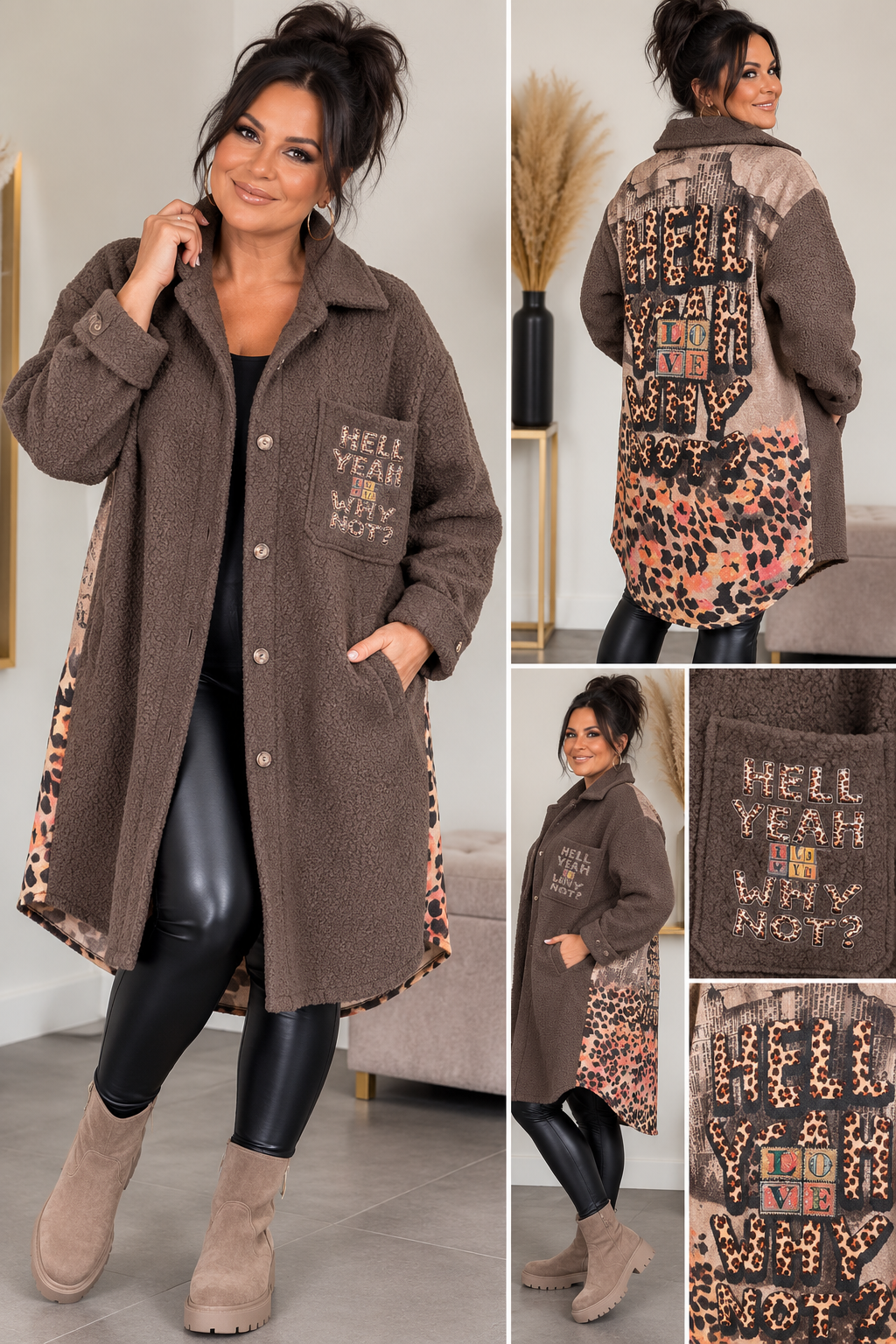 Oversize Bouclé-Mantel „HELL YEAH – WHY NOT?“