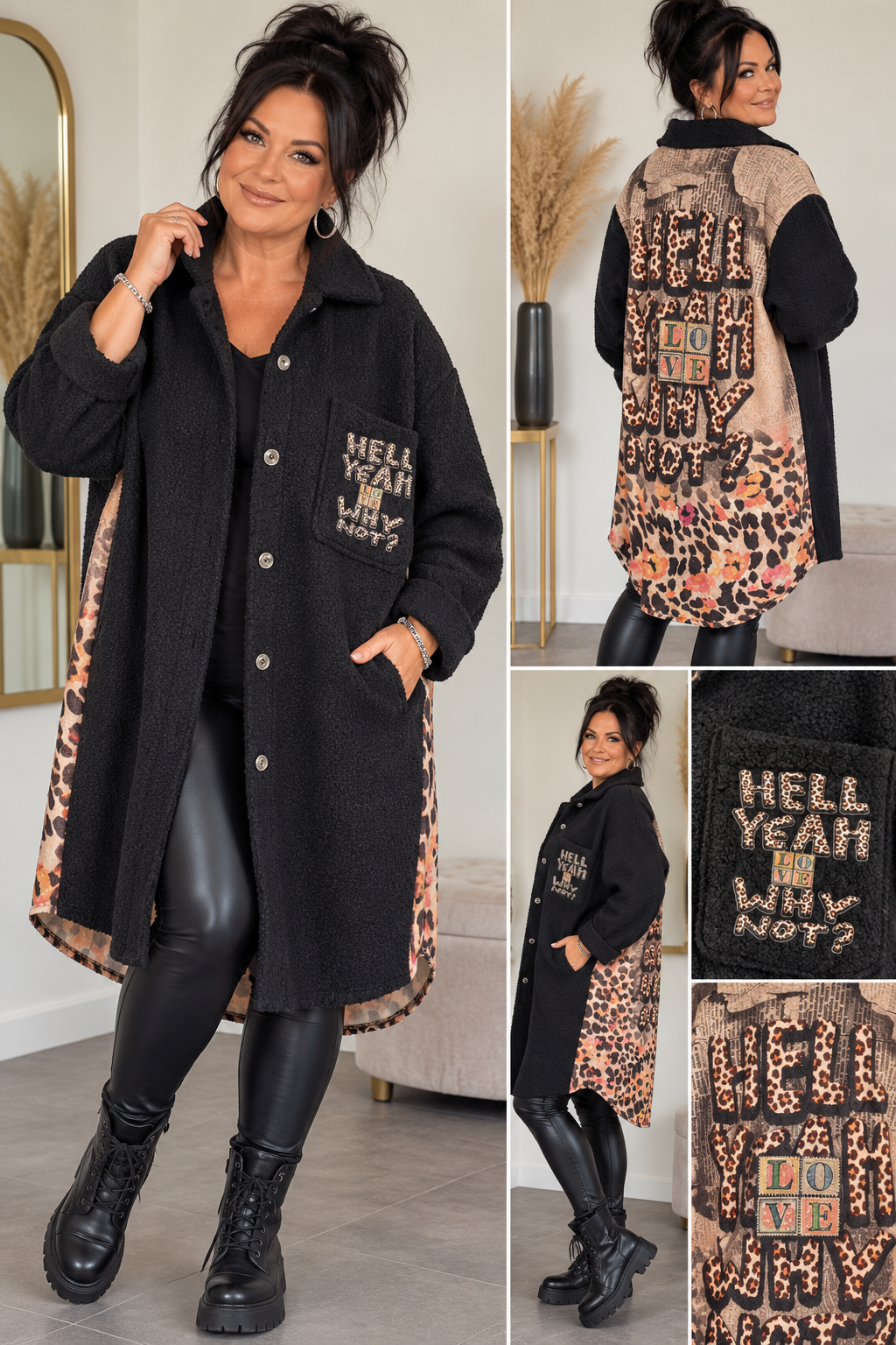 Oversize Bouclé-Mantel „HELL YEAH – WHY NOT?“