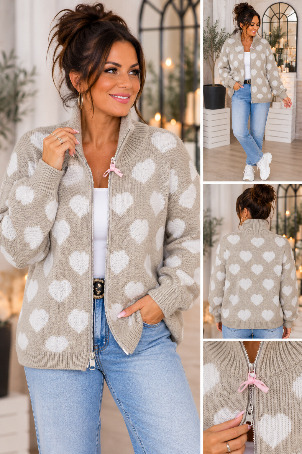 ❤️ Herzchen Strickjacke mit 2-Wege-Zipper – Made in Italy