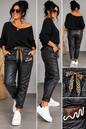 Lederimitat-Hose mit Leo-Bindeband – lässige Jogpants im Lederlook 🐆🤎