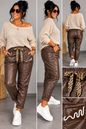 Lederimitat-Hose mit Leo-Bindeband – lässige Jogpants im Lederlook 🐆🤎