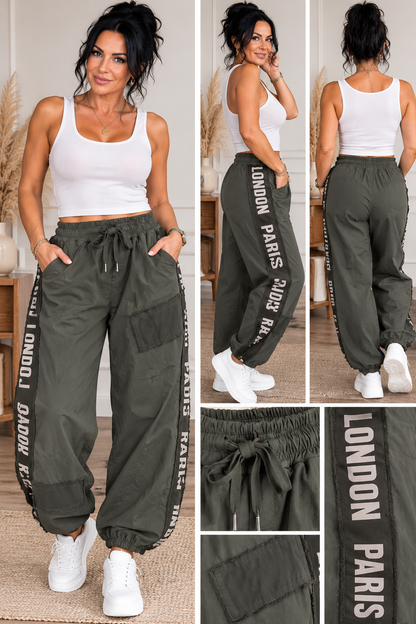 Oversize Cargo-Hose „London Paris“ – lässige Baggy Jogger mit Statement-Print