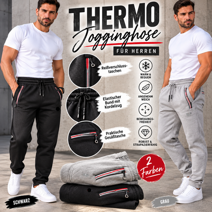 Herren Thermo-Jogginghose – Gefüttert | Schwarz & Grau