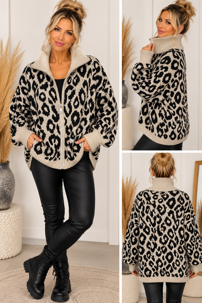 Leo Strickjacke mit Reißverschluss – Oversize