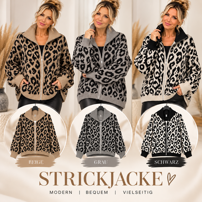 Leo Strickjacke mit Reißverschluss – Oversize
