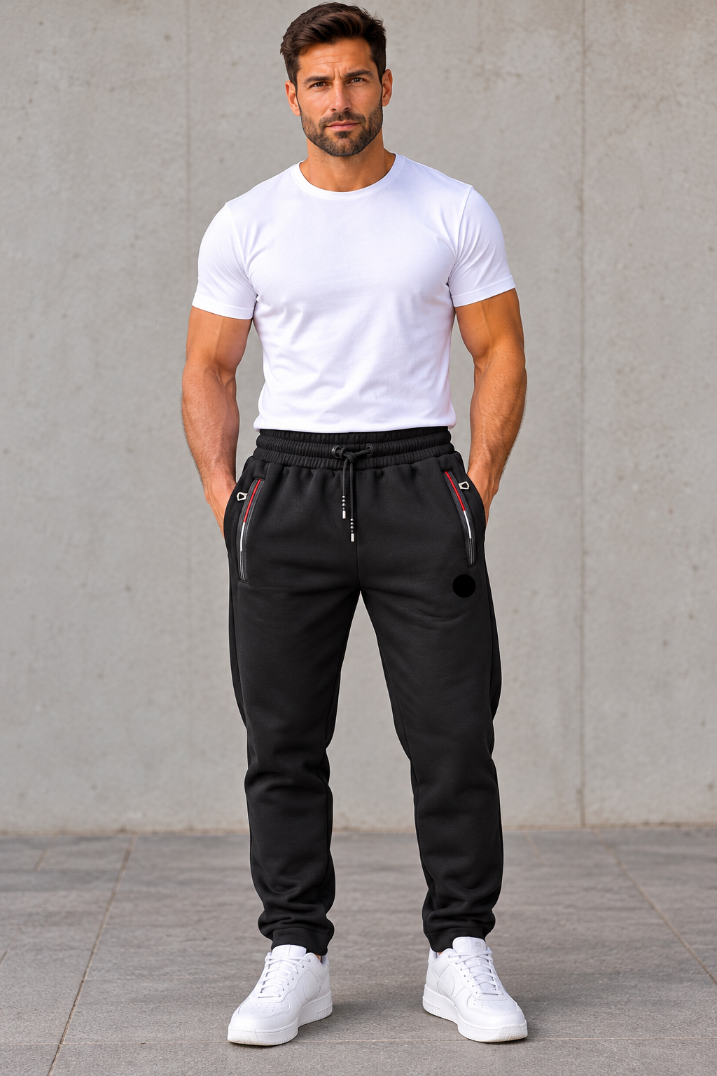 Herren Thermo-Jogginghose – Gefüttert | Schwarz & Grau