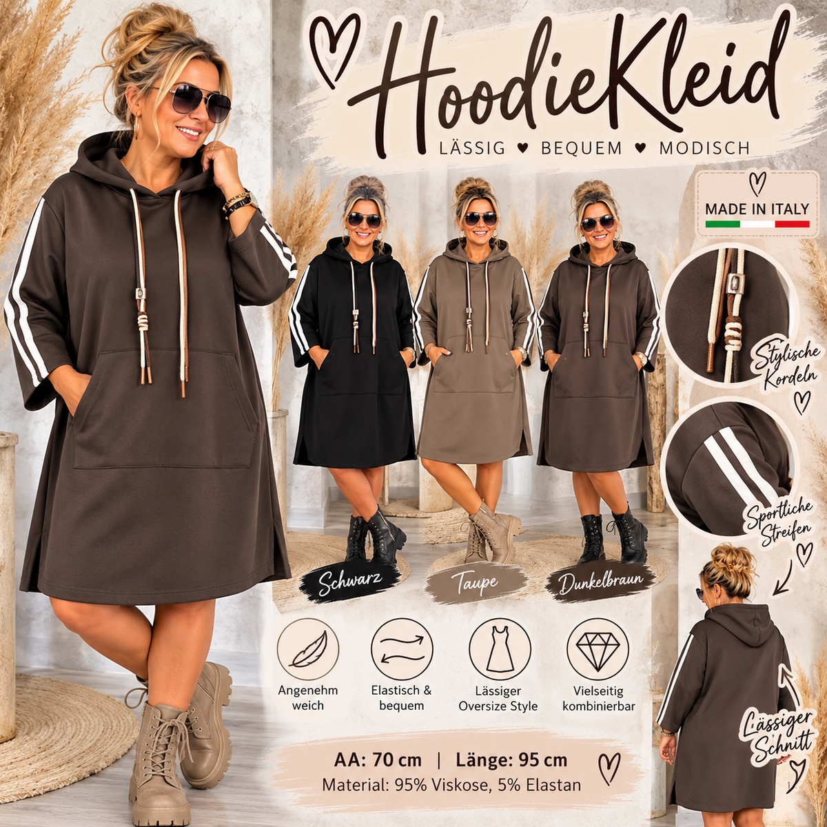 Hoodie-Kleid „Sporty Style“ – Made in Italy