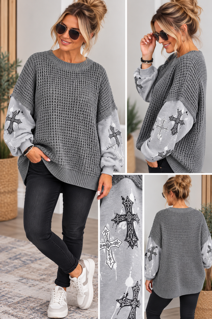 Oversize Strickpullover mit Statement-Ärmeln – Made in Italy