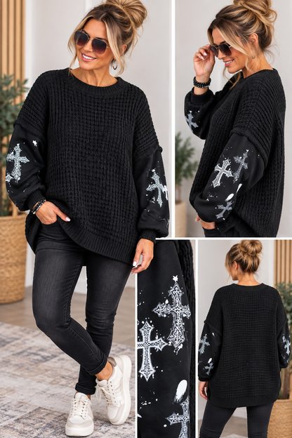 Oversize Strickpullover mit Statement-Ärmeln – Made in Italy