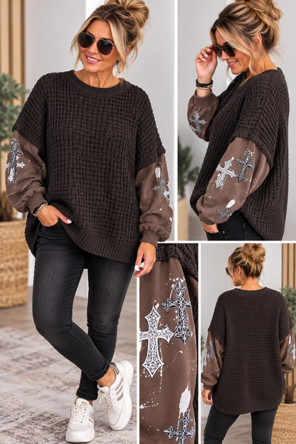 Oversize Strickpullover mit Statement-Ärmeln – Made in Italy