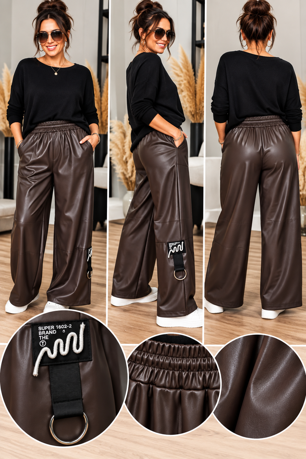 Wide-Leg Hose in Lederoptik – lässig &amp; besonders Einheitsgröße