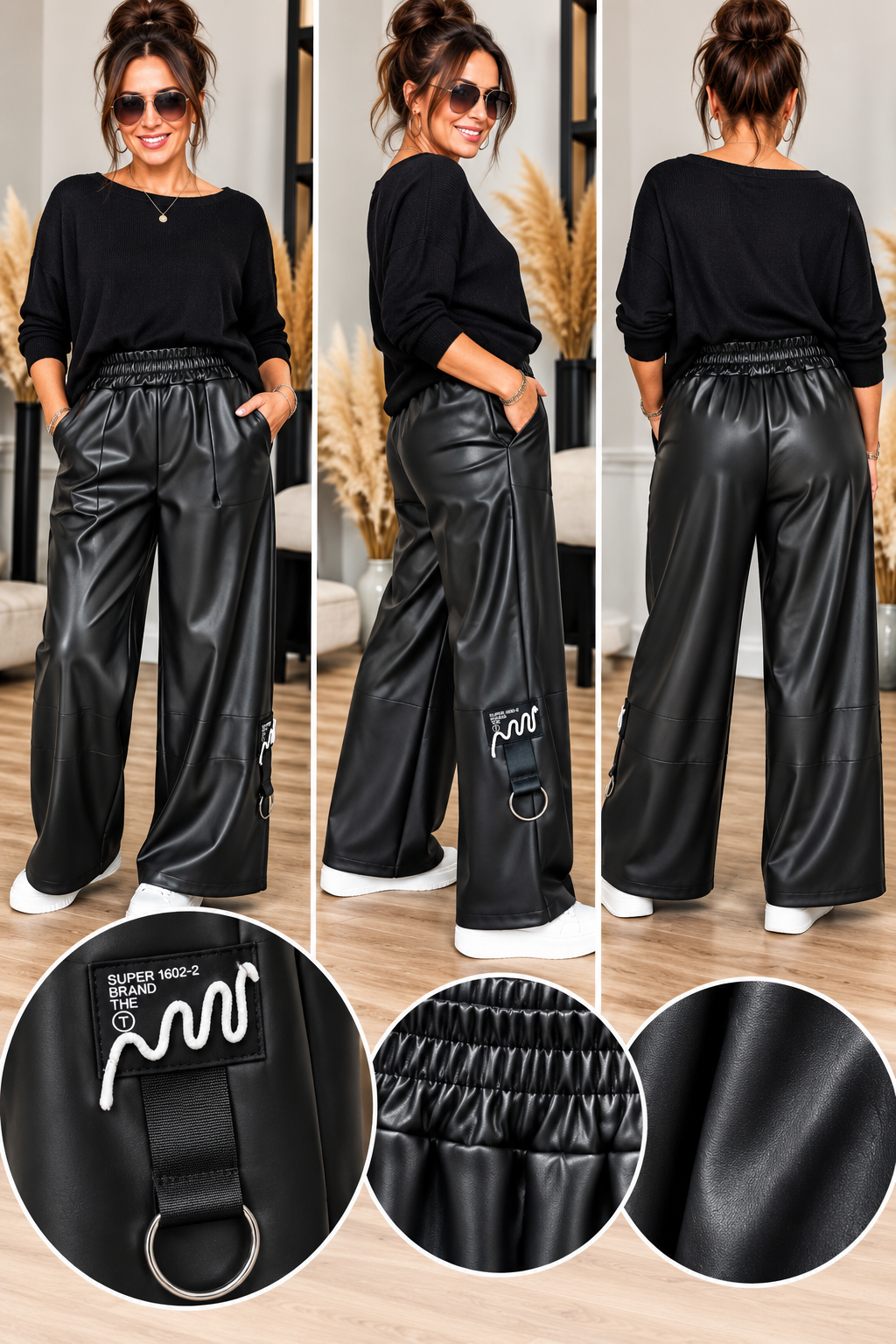 Wide-Leg Hose in Lederoptik – lässig &amp; besonders Einheitsgröße