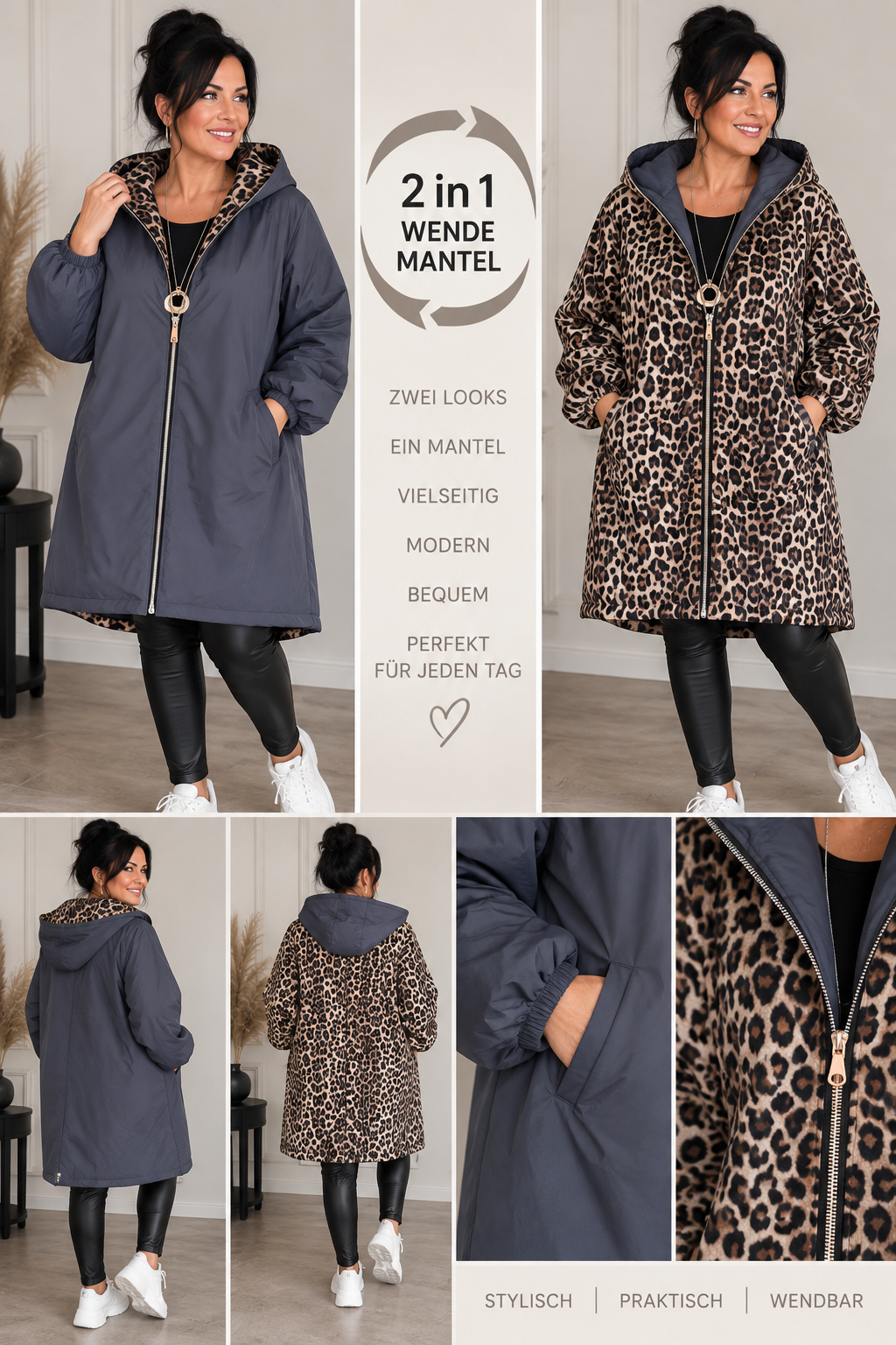 2-in-1 Wendemantel Leo – zwei Looks, ein Mantel