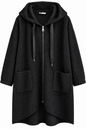 Bouclé Mantel mit Kapuze & Zipper – Oversize Look