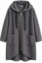 Bouclé Mantel mit Kapuze & Zipper – Oversize Look