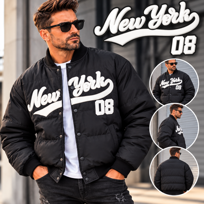 Herren Bomberjacke „New York 08“ – Schwarz | College Style