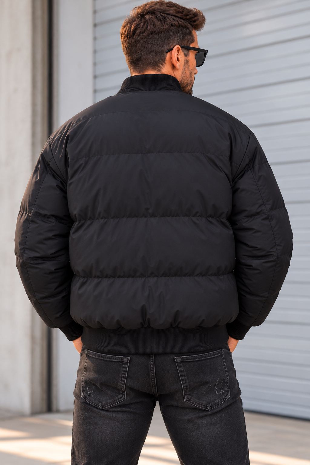 Herren Bomberjacke „New York 08“ – Schwarz | College Style