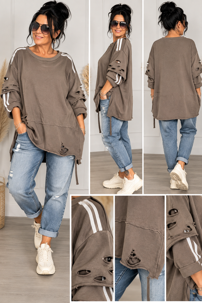 Oversize Langarmshirt „Urban Destroyed“ – 100 % Baumwolle | Made in Italy