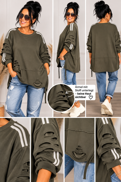 Oversize Langarmshirt „Urban Destroyed“ – 100 % Baumwolle | Made in Italy
