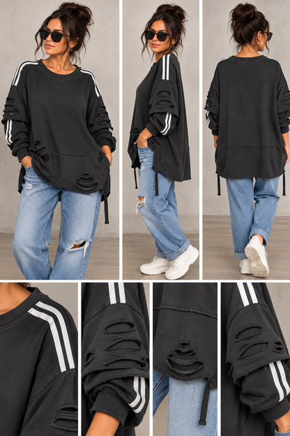Oversize Langarmshirt „Urban Destroyed“ – 100 % Baumwolle | Made in Italy