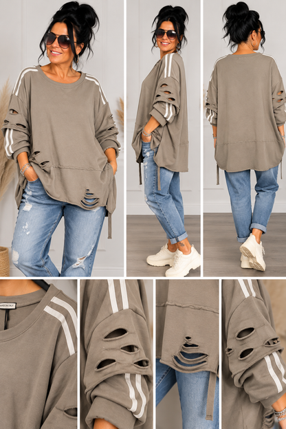 Oversize Langarmshirt „Urban Destroyed“ – 100 % Baumwolle | Made in Italy