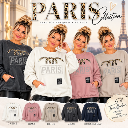 ✨ PARIS Leo Oversize Pullover – Strass & Leo-Print | Made in Italy 🐆
