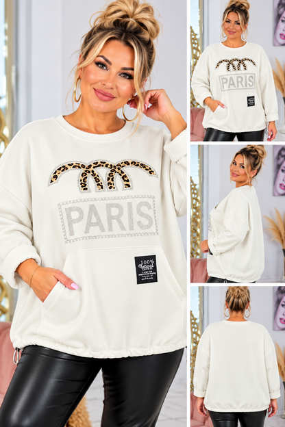 ✨ PARIS Leo Oversize Pullover – Strass & Leo-Print | Made in Italy 🐆