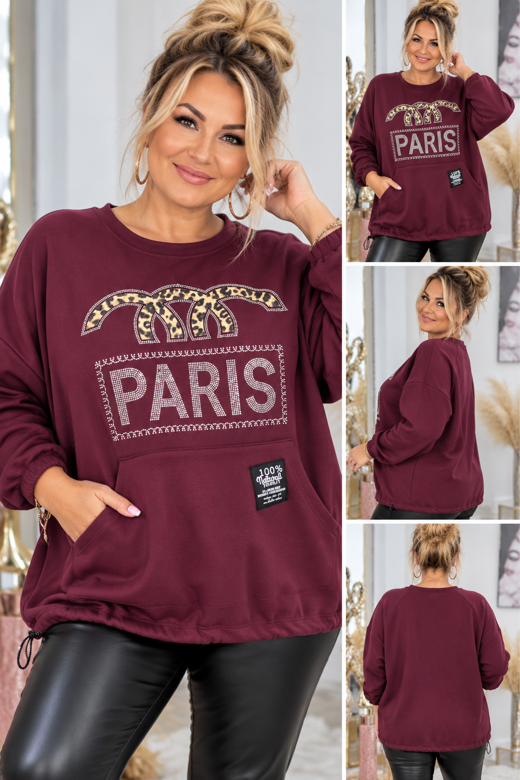 ✨ PARIS Leo Oversize Pullover – Strass & Leo-Print | Made in Italy 🐆