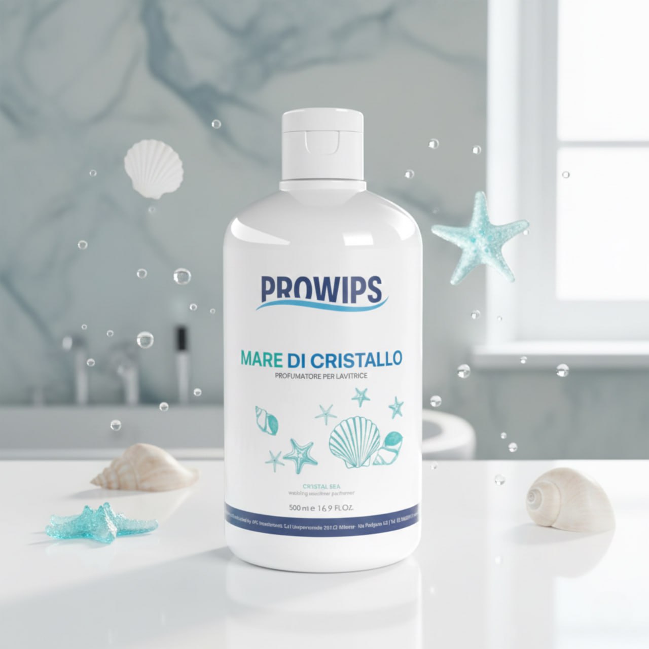 Prowips Mare di Cristallo Waschmaschinen-Duft 50ml und 500ml - Ultrafrischer Maritimer Duft für Handtücher Bettwäsche & Alltagskleidung