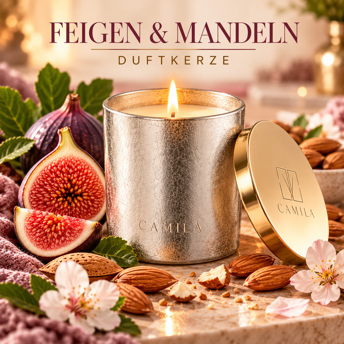 CAMILA Duftkerze Feigen & Mandeln – 140 g