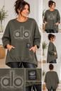 Pullover mit Glitzer-ALO-Motiv & Kängurutasche – Made in Italy