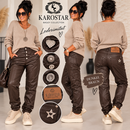 KAROSTAR  Lederimitat-Hose – Dunkelbraun 🤎