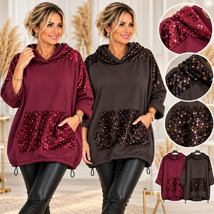 Long-Hoodie mit Pailletten – Lässiger Chic trifft Glamour ✨