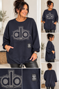 Pullover mit Glitzer-ALO-Motiv & Kängurutasche – Made in Italy