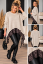 Eleganter Vokuhila Strickpullover mit Spitze – ein echter Hingucker! ✨