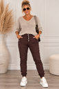 Karostar Damenjeans mit Schmuckknöpfen – Crash-Look | Schwarz & Dunkelbraun