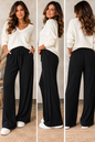 Damen Feinstrickhose Wide Leg – Rippstrick mit Gummibund | 5 Farben