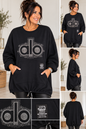 Pullover mit Glitzer-ALO-Motiv & Kängurutasche – Made in Italy