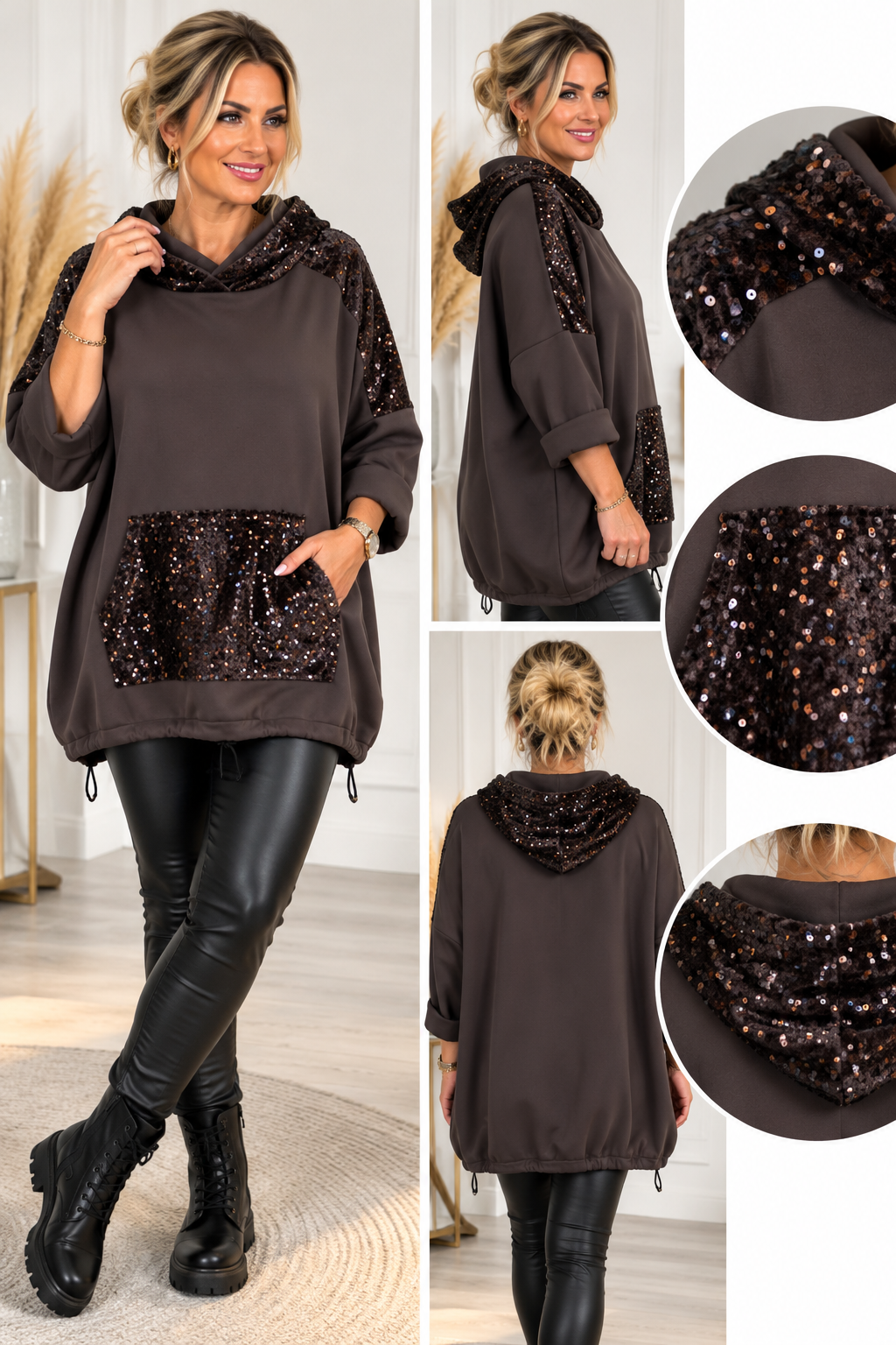 Long-Hoodie mit Pailletten – Lässiger Chic trifft Glamour ✨
