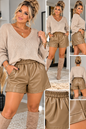 Lederimitat Shorts Damen – High Waist mit Gummibund | 4 Farben