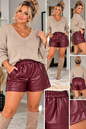 Lederimitat Shorts Damen – High Waist mit Gummibund | 4 Farben